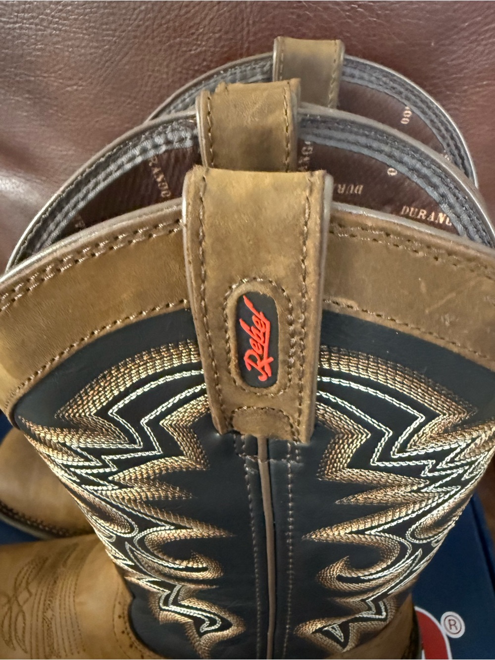Rebel by Durango Brown and Black Western Cowboy Work Boots Brand New Size 10 M - Picture 3 of 15